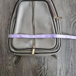 Valentina | Italian Leather Taupe Gray Dome convertible Backpack Gold hardware Valentina Zip Backpacks for Women for sale | eBay main image 3